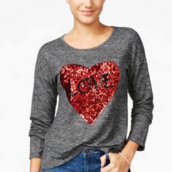 ohMG Tops - Love Bling Gray Long Sleeve Top